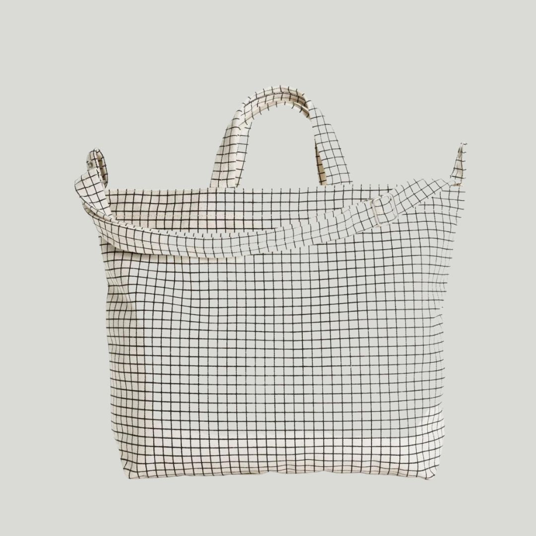 Baggu Horizontal ZIP Duck Bag - Natural Grid_Smple_Beautiful_Things