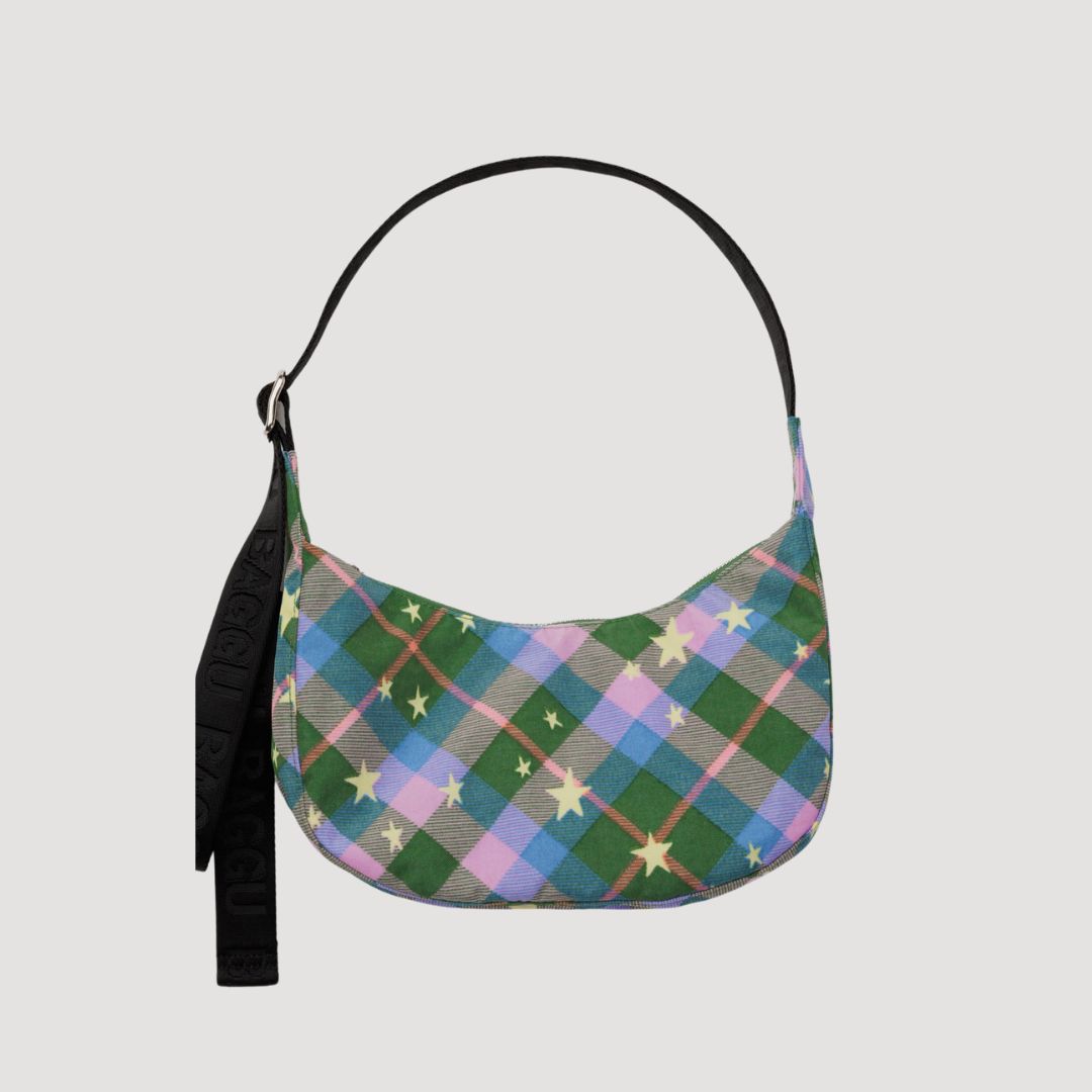 Baggu Crescent Bag Small - Green Star Plaid_Simple_Beautiful_Things