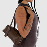 Baggu Recycled Leather Bowler Bag Small - Brown