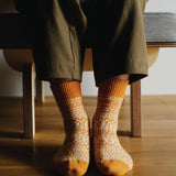 Nishiguchi Kutsushita Wool Jacquard Socks - Lantern Orange