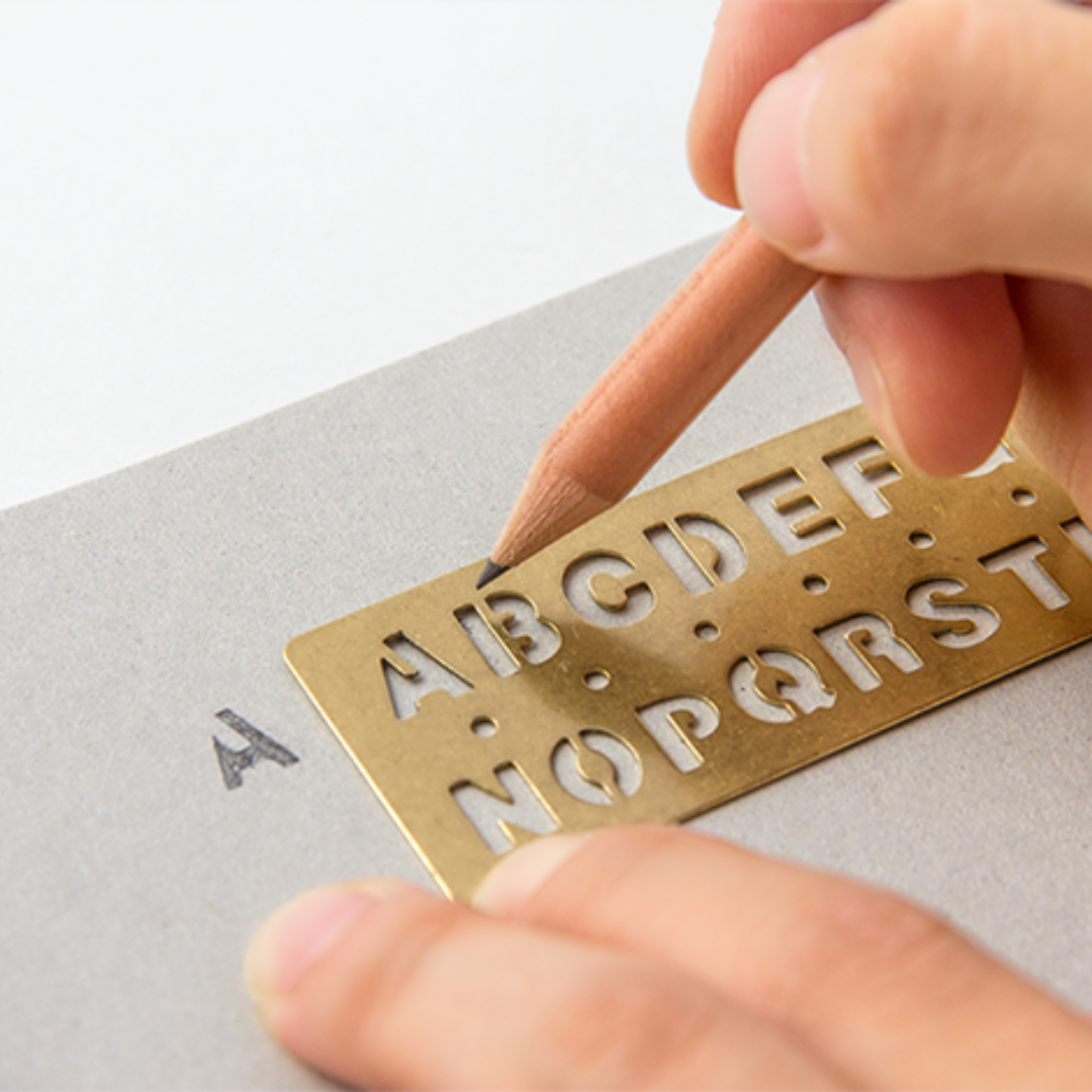 Traveler's Company Brass Template Bookmark Alphabet3_Simple_Beautiful_Things