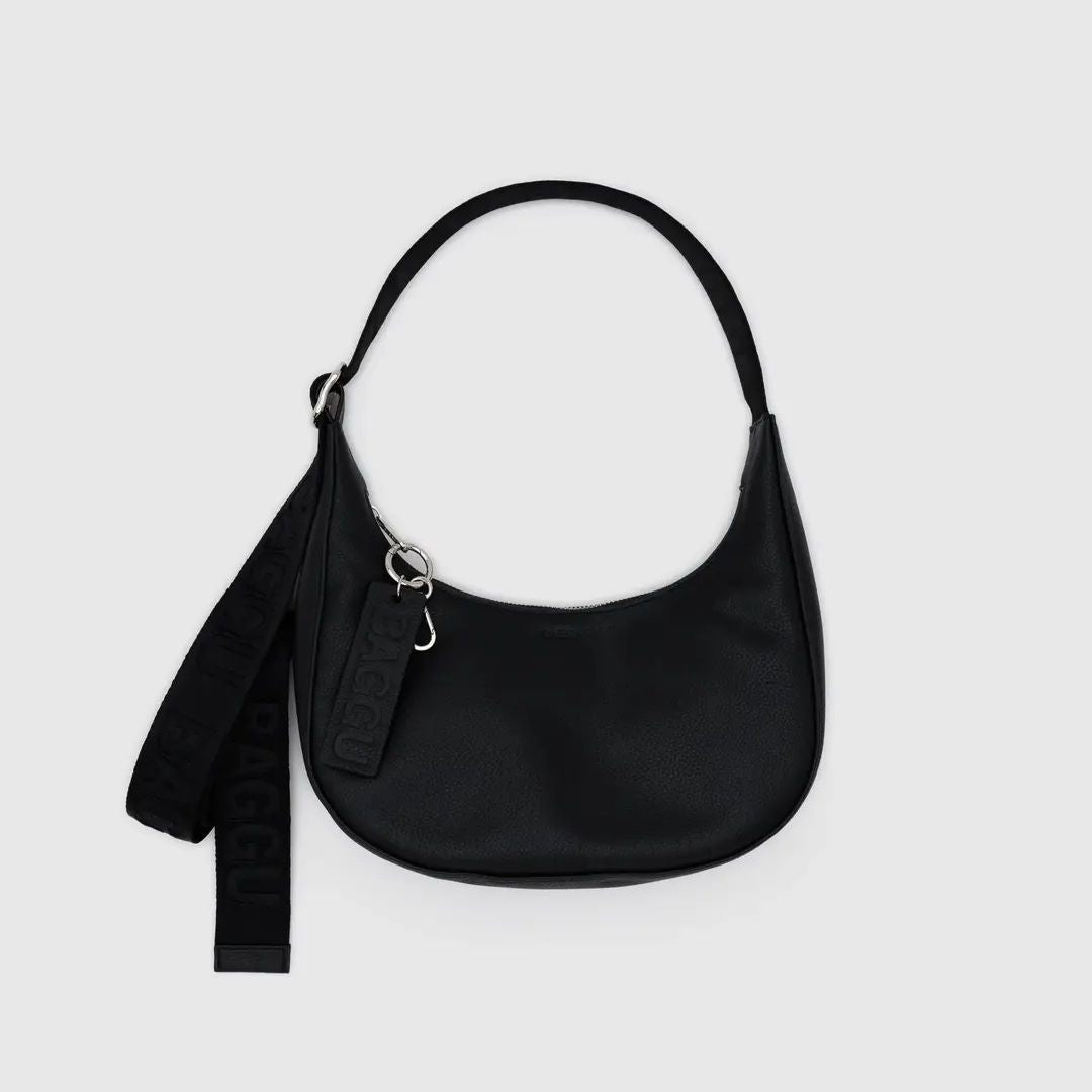 Baggu Recycled Leather Crescent Bag Small - Black_Simple_Beautiful_Things