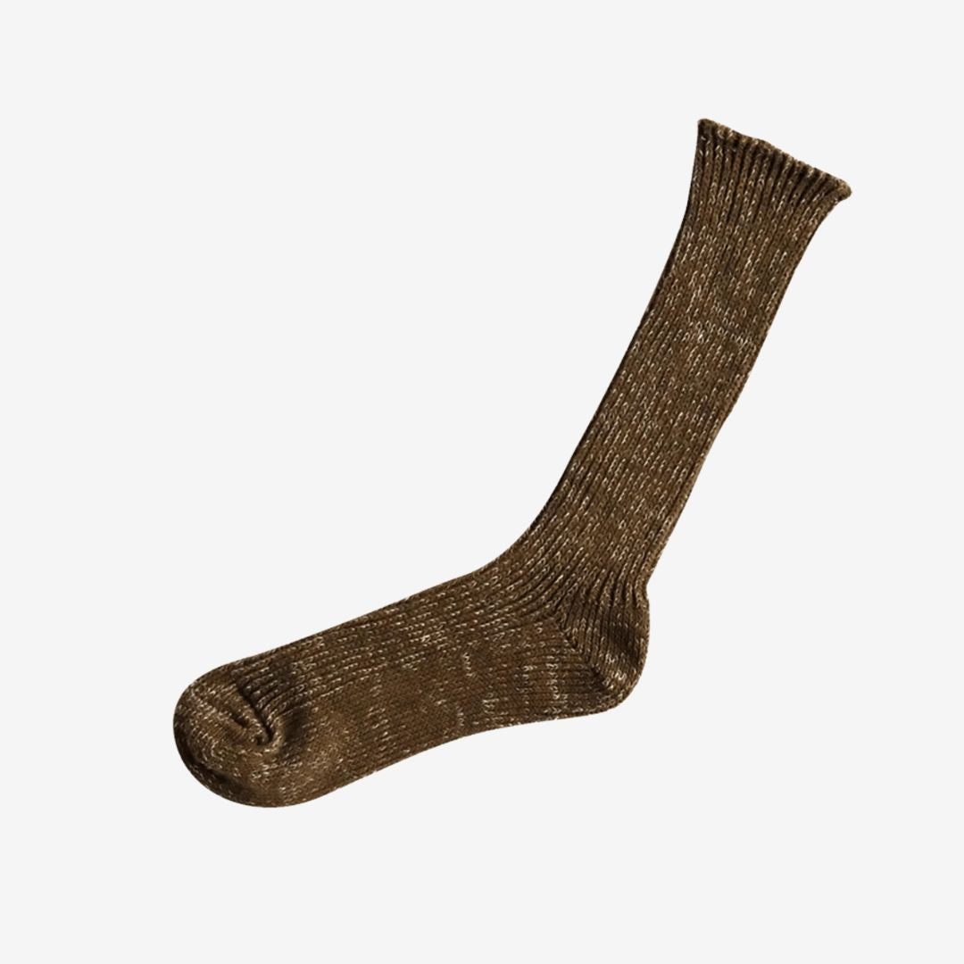 Nishiguchi Kutsushita Boston Hemp Cotton Sock - Khaki_Simple_Beautiful_Things