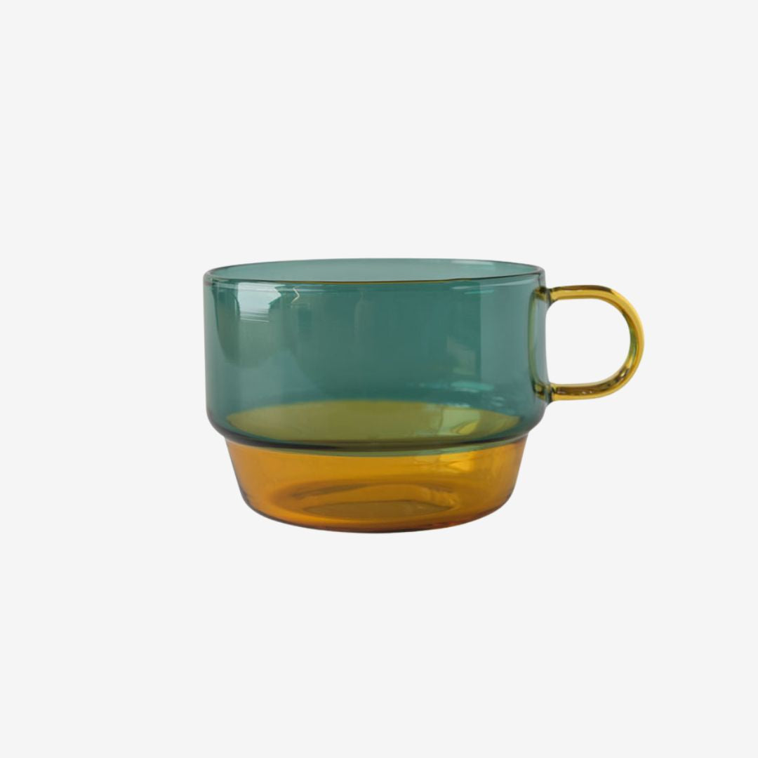 Glass Two-tone Stacking Cup - Green / Yellow_Simple_eautiful_Things