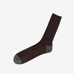Nishiguchi Kutsushita Luxurious Cotton Ribbed Socks - Brown_Simple_Beautiful_Things
