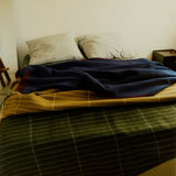 Roros Tweed Wool Throw Kassett - Moss Green / Light Blue Grey