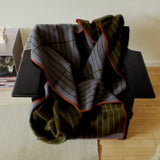 Roros Tweed Wool Throw Kassett - Moss Green / Light Blue Grey