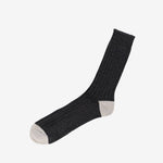 Nishiguchi Kutsushita Luxurious Cotton Ribbed Socks - Charcoal_Simple_Beautiful_Things