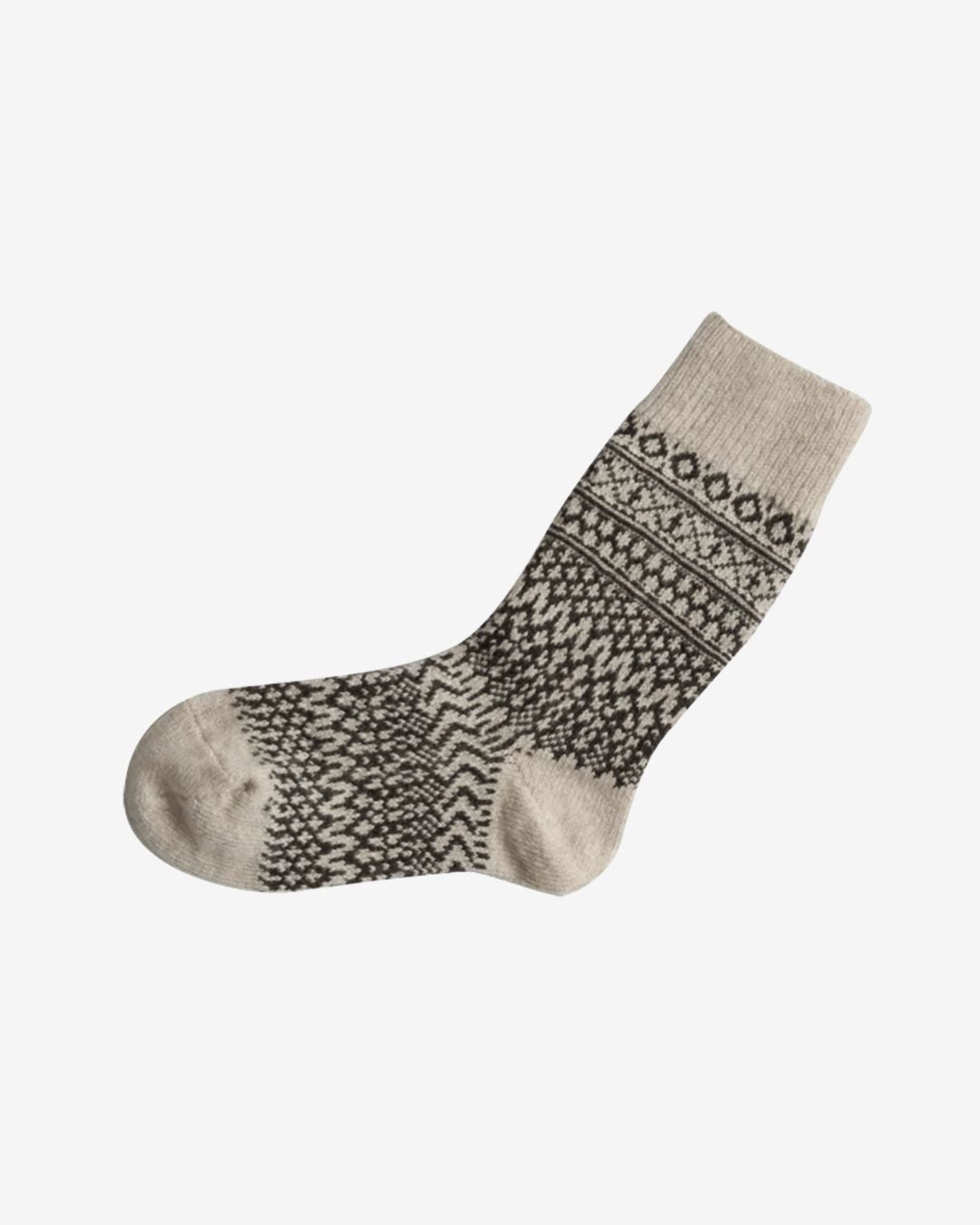 Nishiguchi Kutsushita Wool Jacquard Socks - Oatmeal_Simple_Beautiful_Things