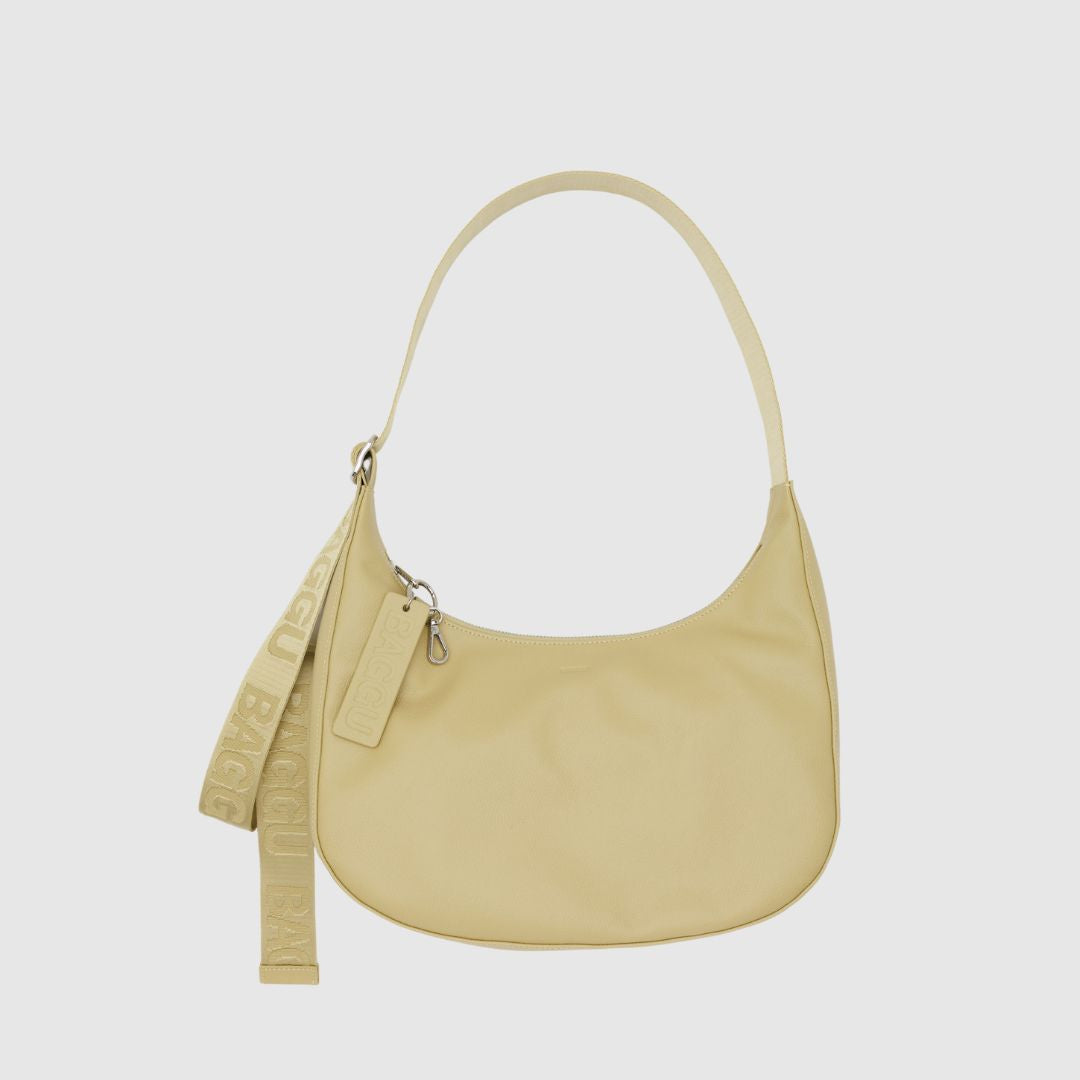 Baggu Recycled Leather Crescent Bag Medium - Straw_Simple_Beautiful_Things