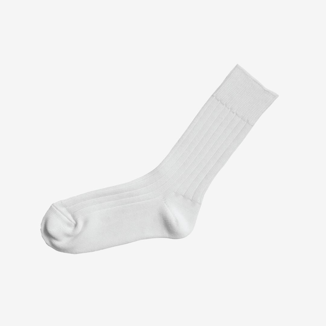 Nishiguchi Kutsushita Praha Egyptian Cotton Ribbed Sock - White