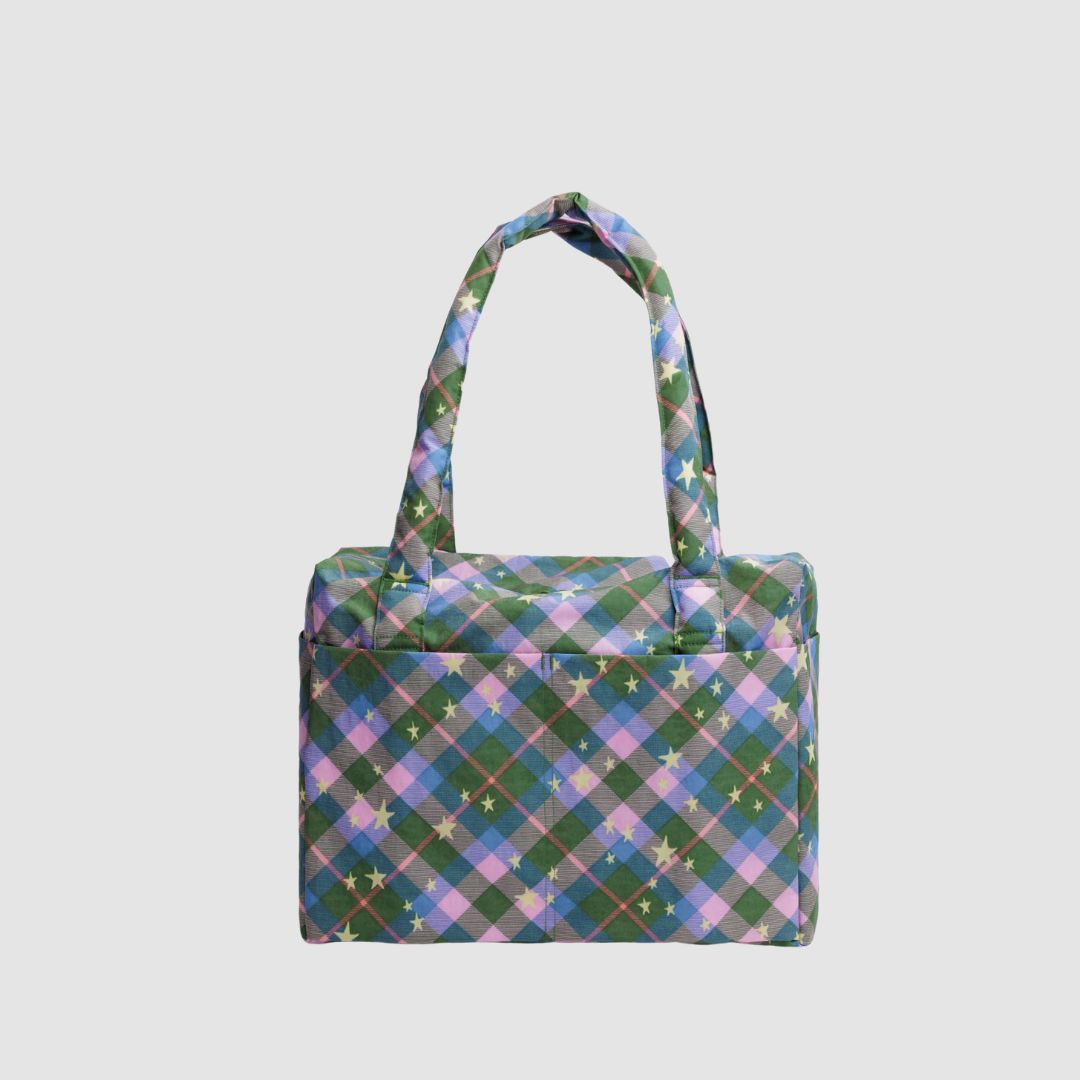 Baggu Cloud Carry-On Small - Green Star Plaid_Simple_Beautiful_Things