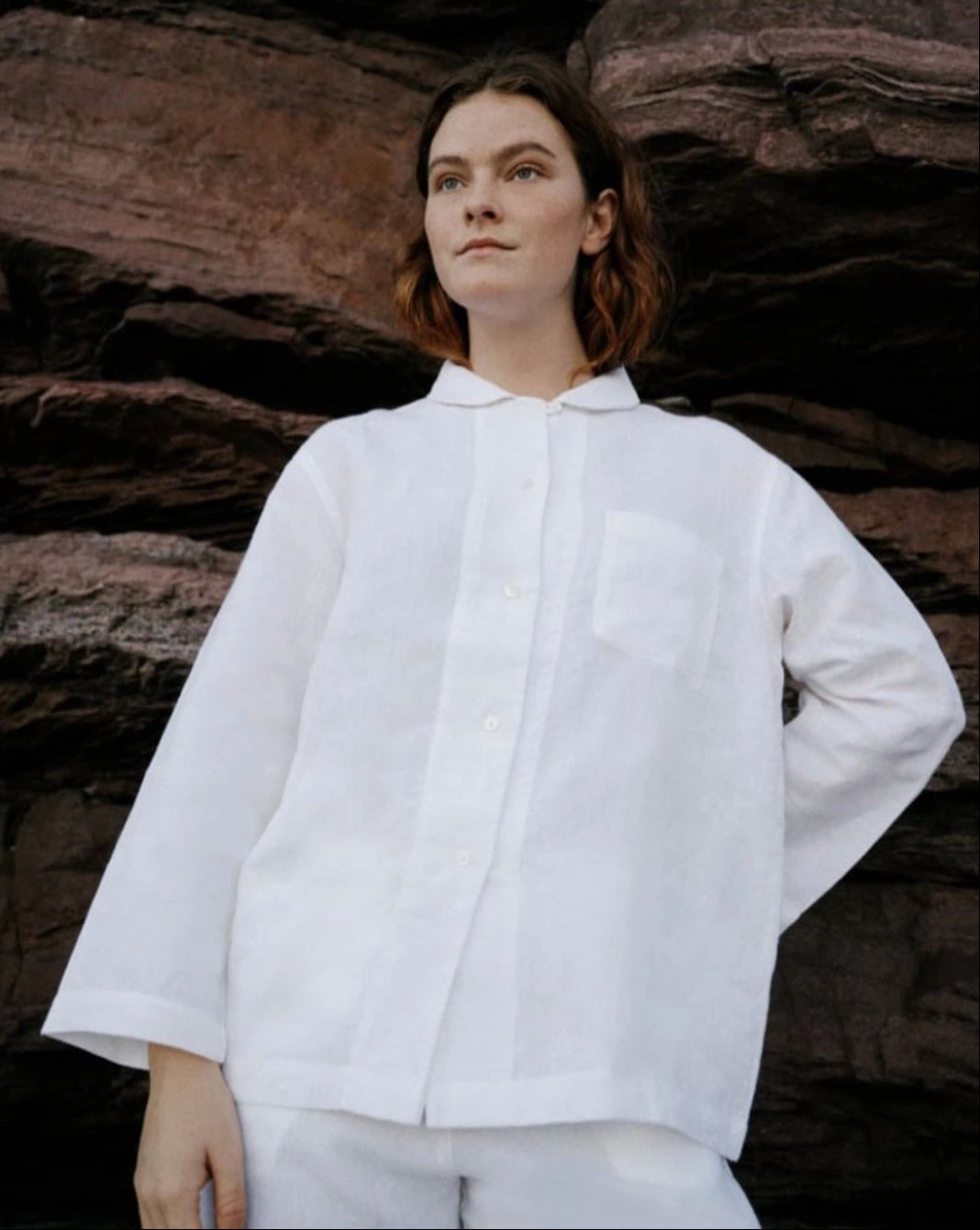 Mungo Linen Pyjama Set - Chalk