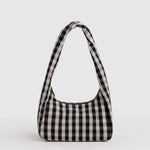 Baggu Meringue Bag Small - Black and Cream Gingham. Checkered nylon shoulder bag.
