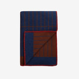 Roros Tweed Wool Throw Kassett - Dark Blue / Reddish Brown