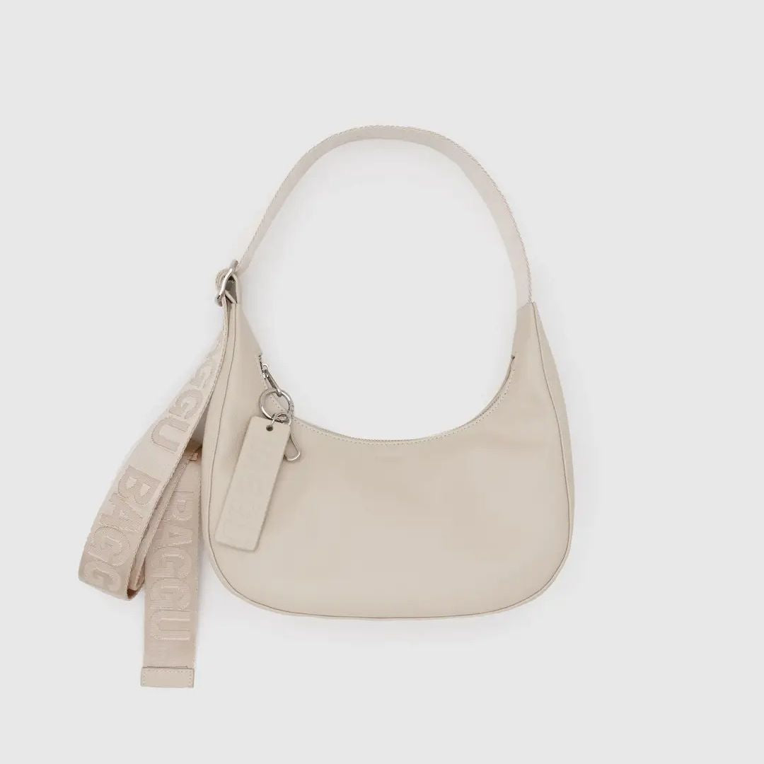 Baggu Recycled Leather Crescent Bag Small - Stone_Simple-Beautiful_Things