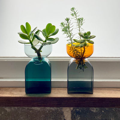 Two-Tone Glass Vase - Amber / Grey