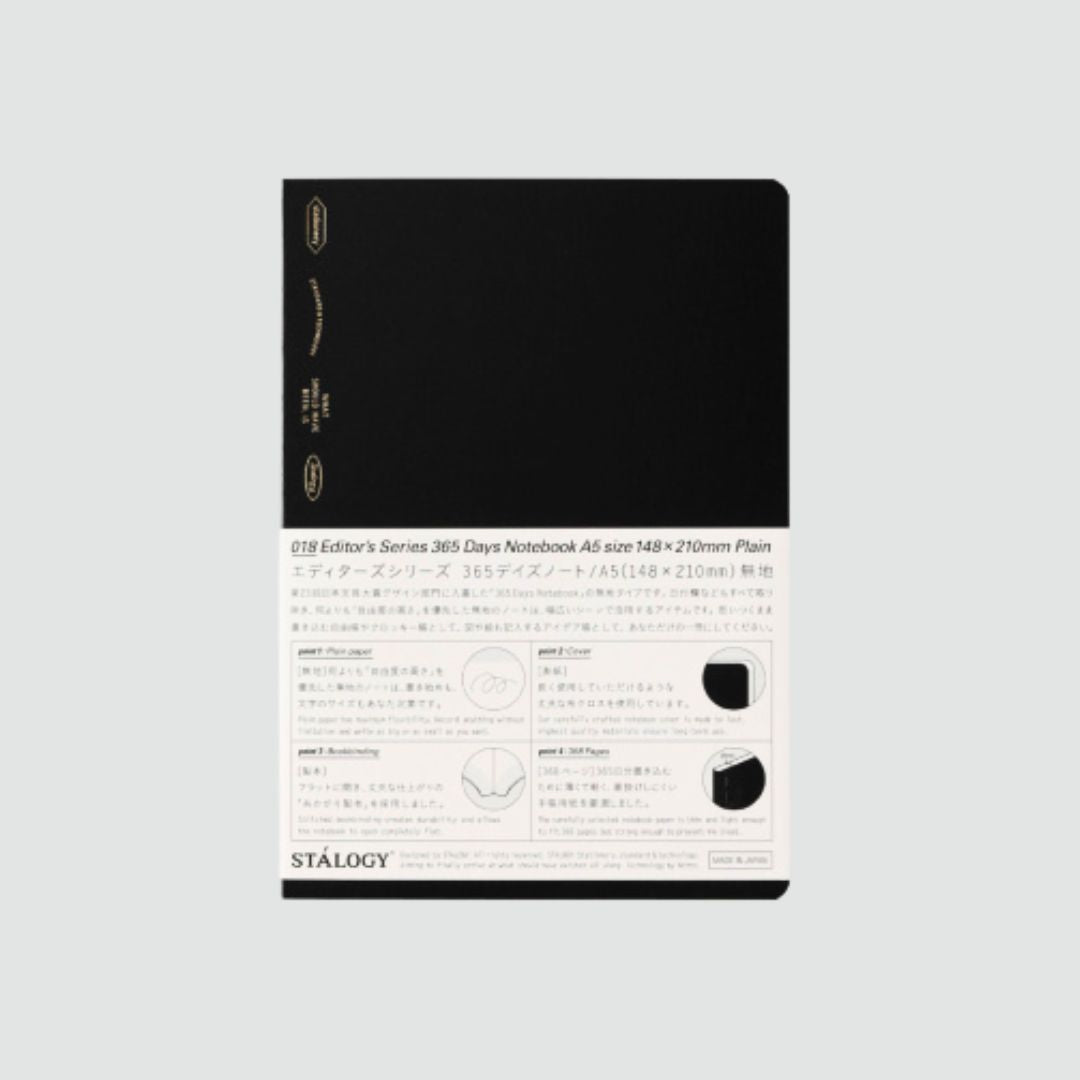 Stalogy Notebook 365 Days A5 Plain Black