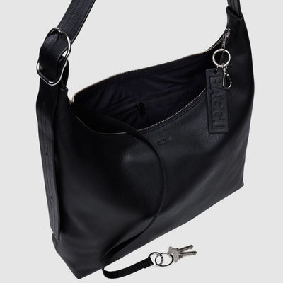 Baggu Recycled Leather Shoulder Bag - Black