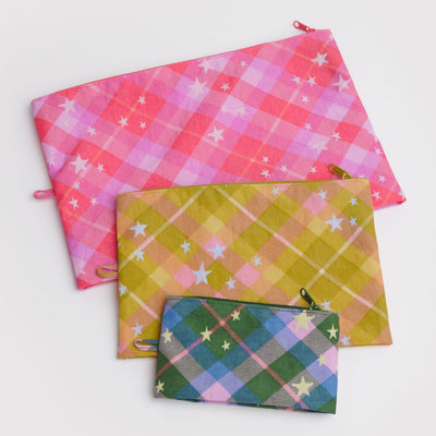 Baggu Go Pouch Set - Star Plaid