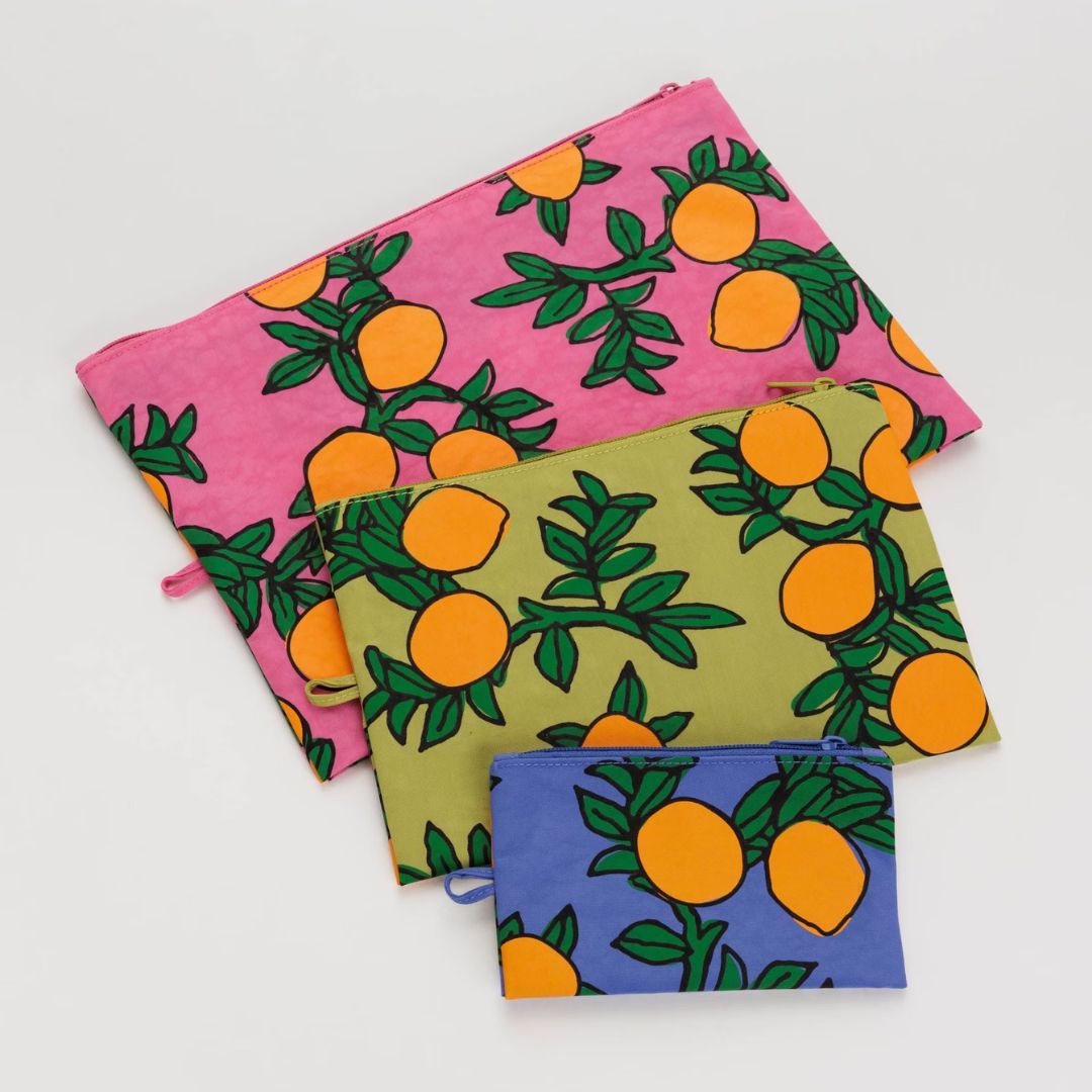 Baggu Go Pouch Set - Orange Trees