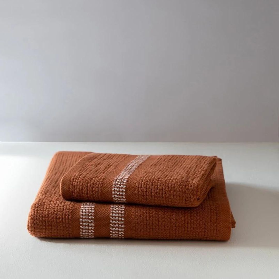 Mungo Organic Block Rib Towel - Russet