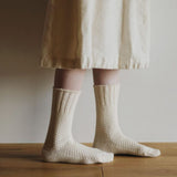 Nishiguchi Kutsushita Wool Cotton Boot Socks - Ivory