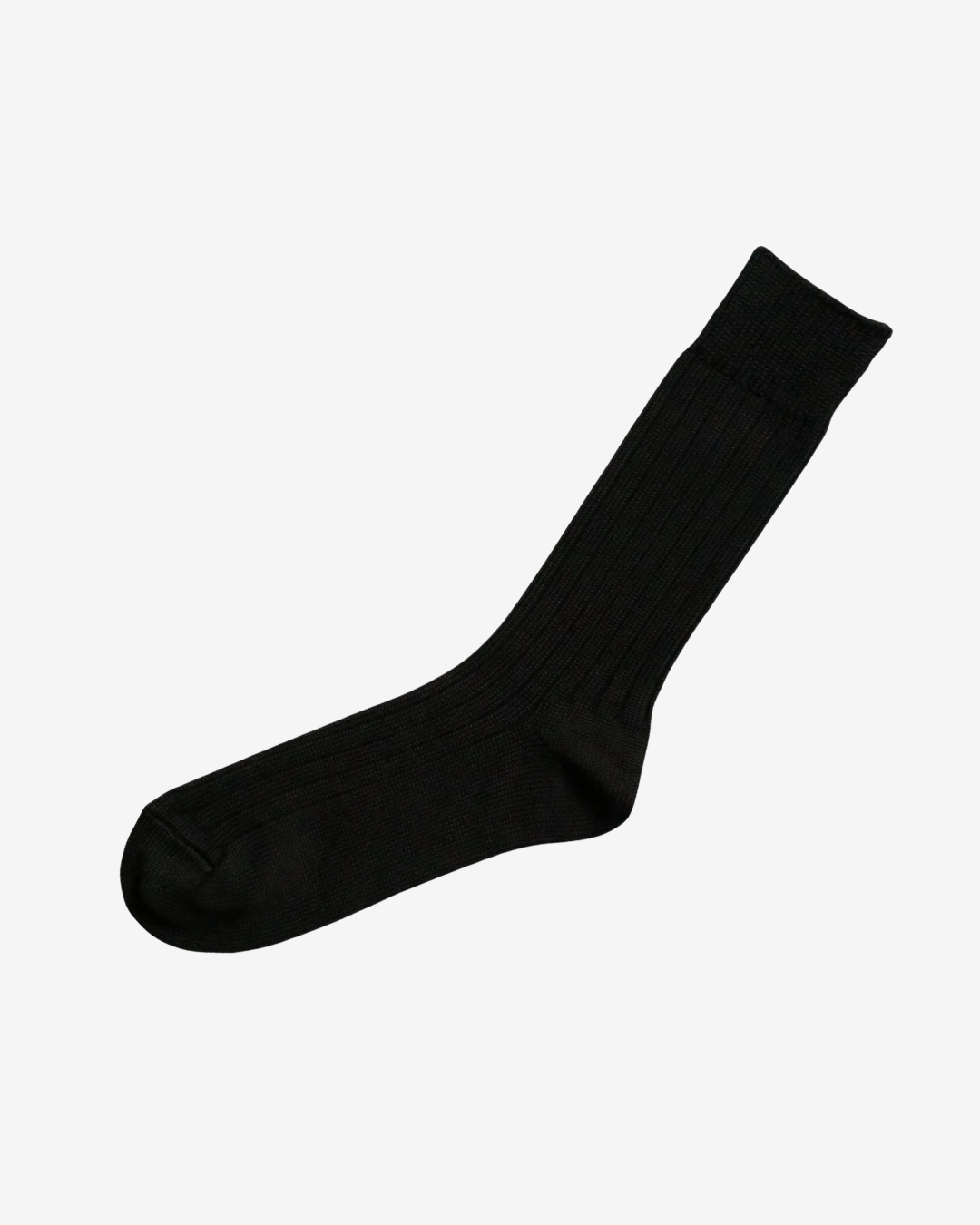 Nishiguchi Kutsushita Praha Egyptian Cotton Ribbed Sock - Black_Simple_Beautiful_Things