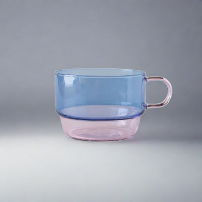 Glass Two-Tone Stacking Cup - Blue / Pink