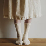 Nishiguchi Kutsushita Wool Cotton Boot Socks - Ivory
