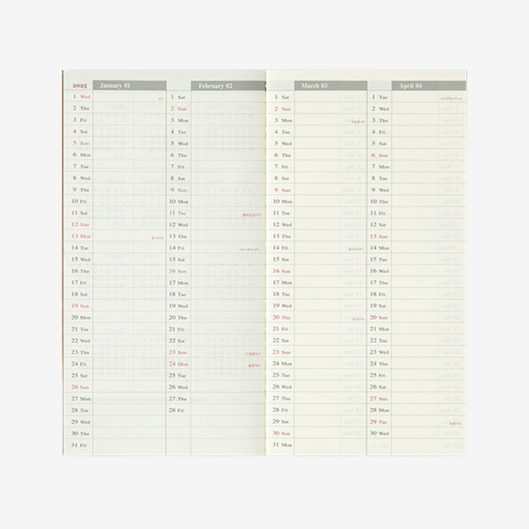 Traveler's Notebook 2025 Weekly Vertical