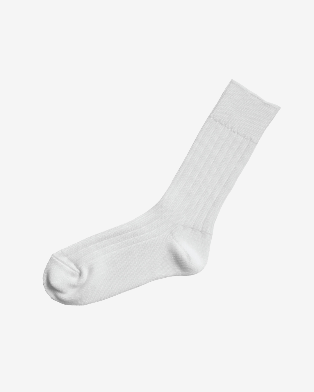 Nishiguchi Kutsushita Praha Egyptian Cotton Ribbed Sock - White_Simple_Beautiful_Things