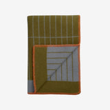 Roros Tweed Wool Throw Kassett - Moss Green / Light Blue Grey