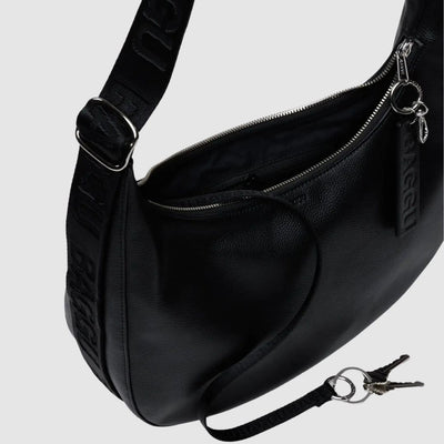 Baggu Recycled Leather Crescent Bag Medium - Black