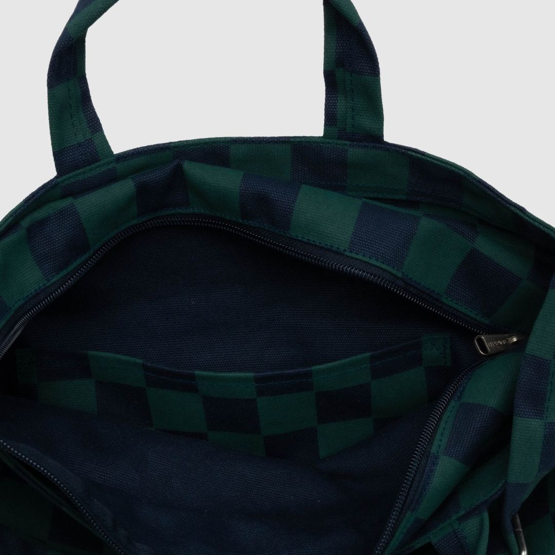 Baggu Zip Duck Bag - Navy Green Check