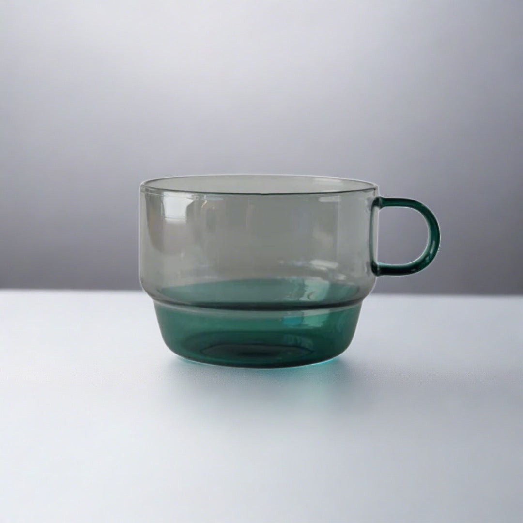 Glass Two-tone Stacking Cup - Grey / Green