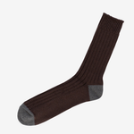 Nishiguchi Kutsushita Luxurious Cotton Ribbed Socks - Brown_Simple_Beautiful_Things