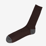 Nishiguchi Kutsushita Luxurious Cotton Ribbed Socks - Brown_Simple_Beautiful_Things