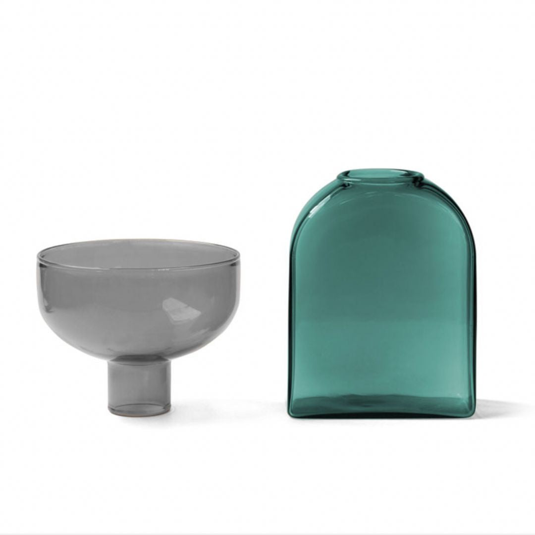 Two-Tone Glass Vase - Grey / Green