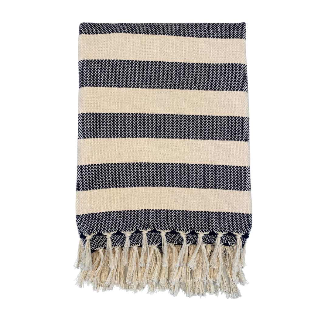KILIIM Throw Blanket Navy Stripes_Simple_Beautiful_Things