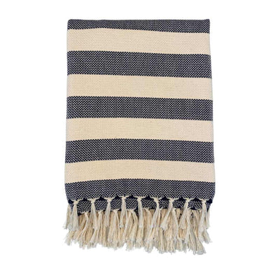 KILIIM Throw Blanket Navy Stripes_Simple_Beautiful_Things
