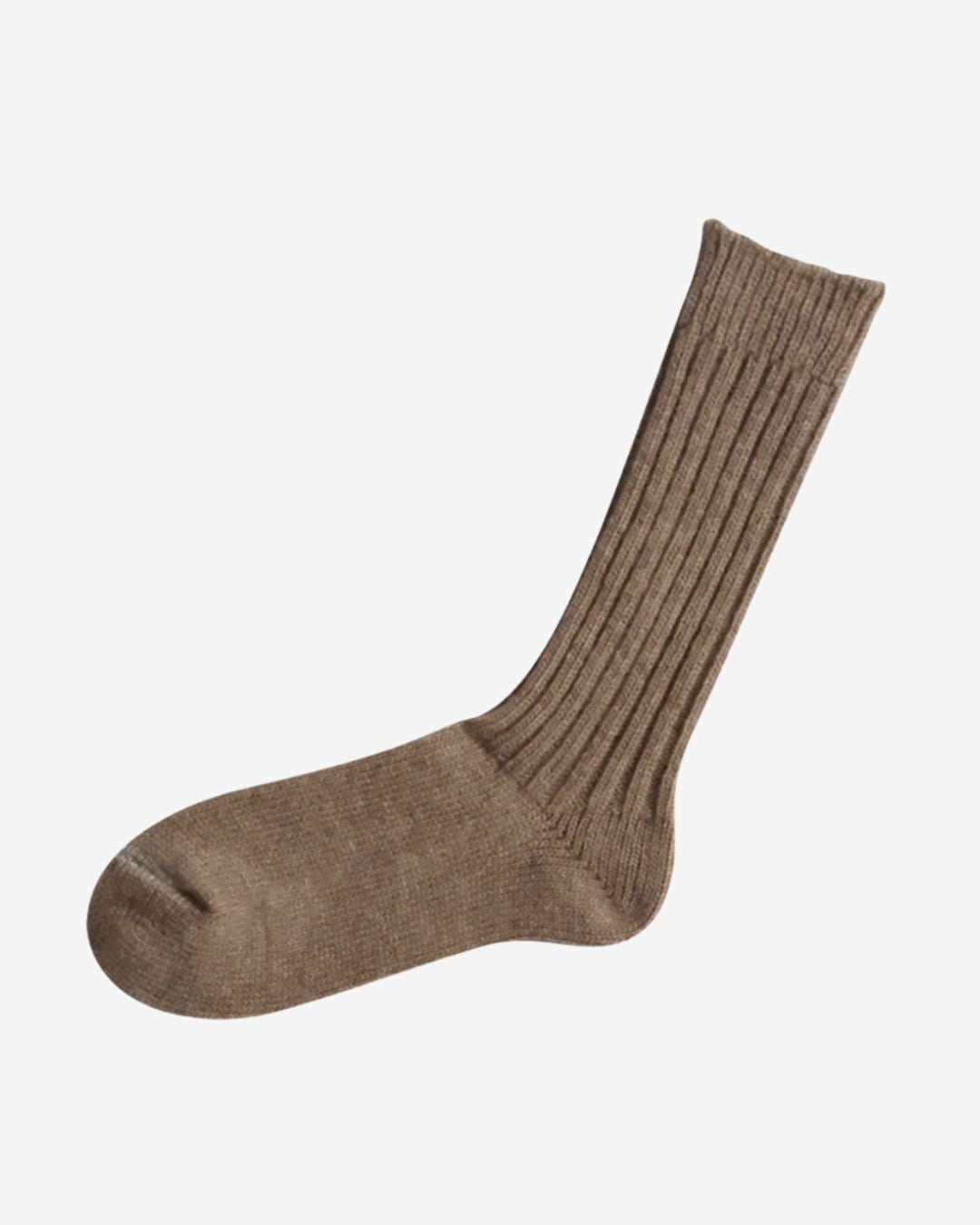 Nishiguchi Kutsushita Praha Wool Ribbed Socks - Beige_Simple_Beautiful_Things