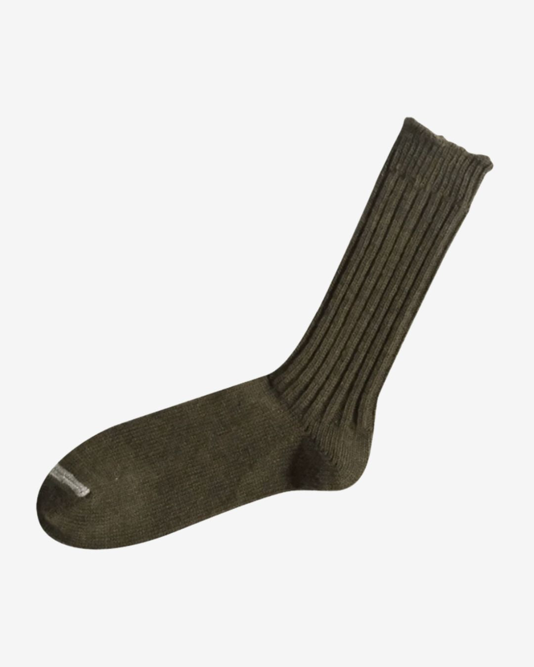 Nishiguchi Kutsushita Praha Wool Ribbed Socks - Khaki