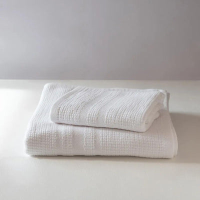 Mungo Organic Block Rib Towel - White