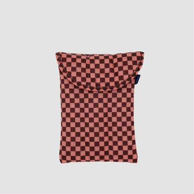 Baggu Puffy Tablet Sleeve 8" - Pink Brown Check Media 1 of 2