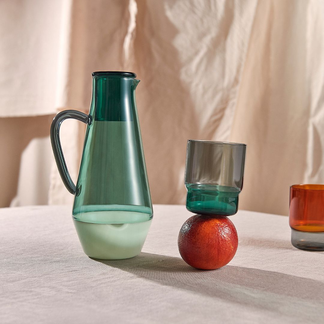 Glass Two-tone Carafe 1L - Green