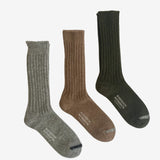 Nishiguchi Kutsushita Praha Wool Ribbed Socks - Khaki