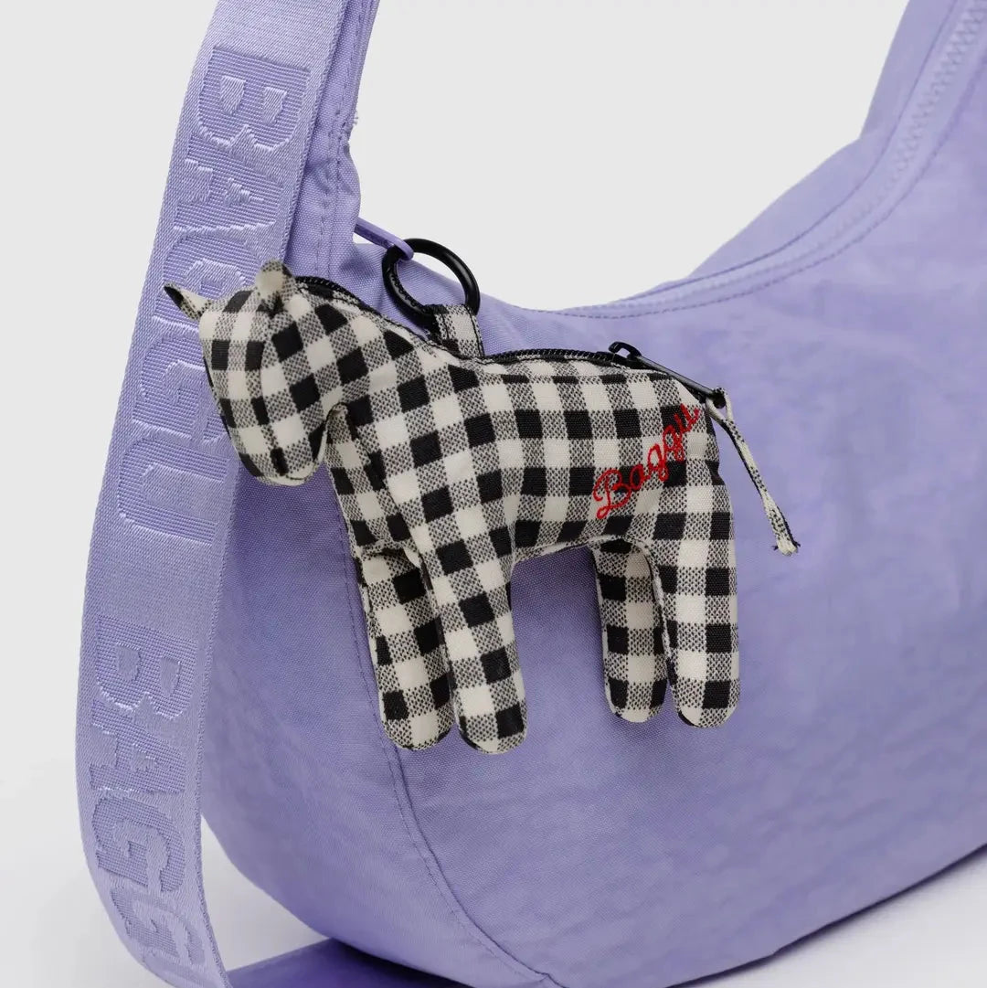 Baggu Horse Charm - Black & White Gingham