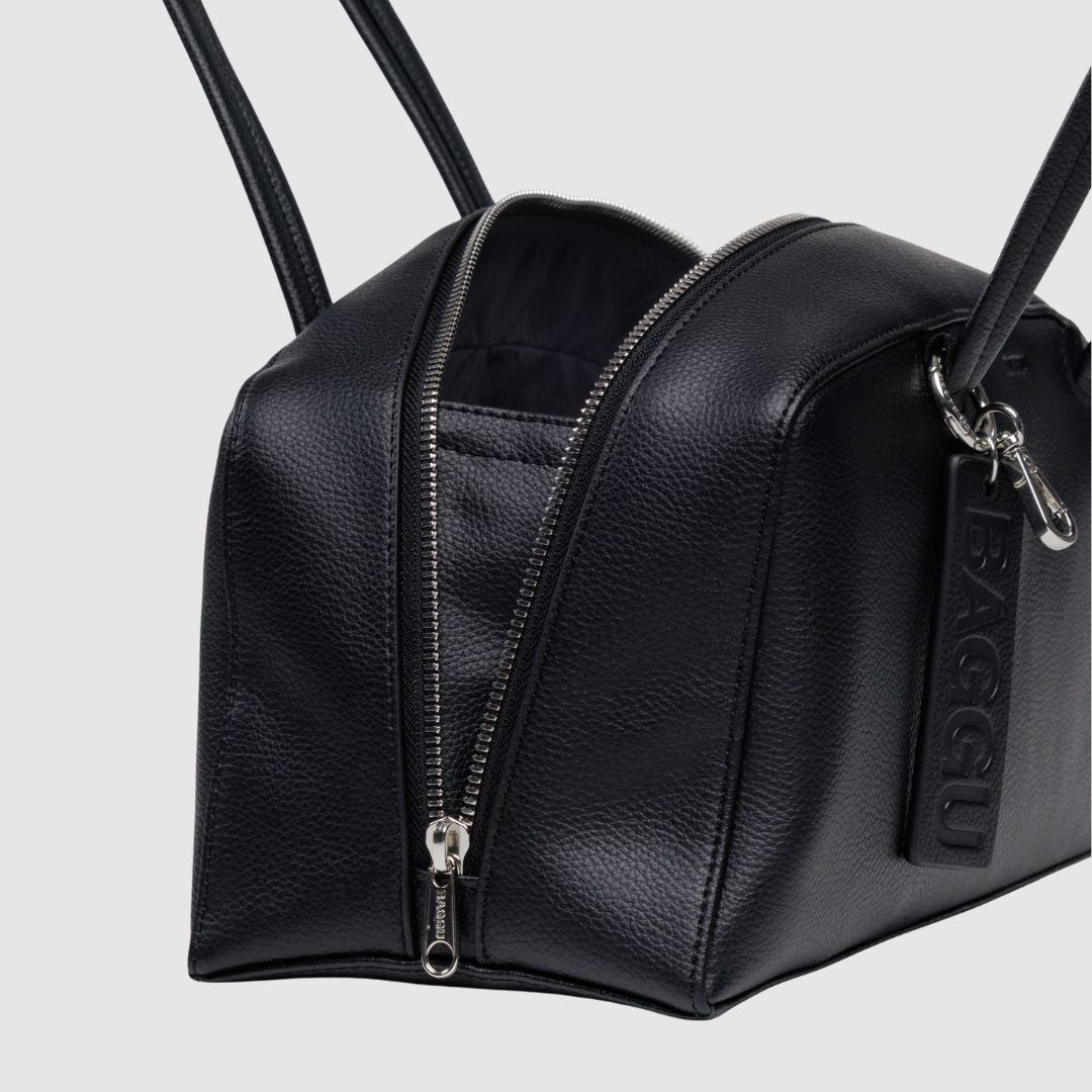 Baggu Recycled Leather Bowler Bag - Black