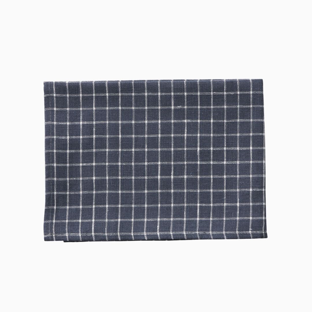 Linen Tea Towel - Navy Grid_Simple_Beautiful_Things